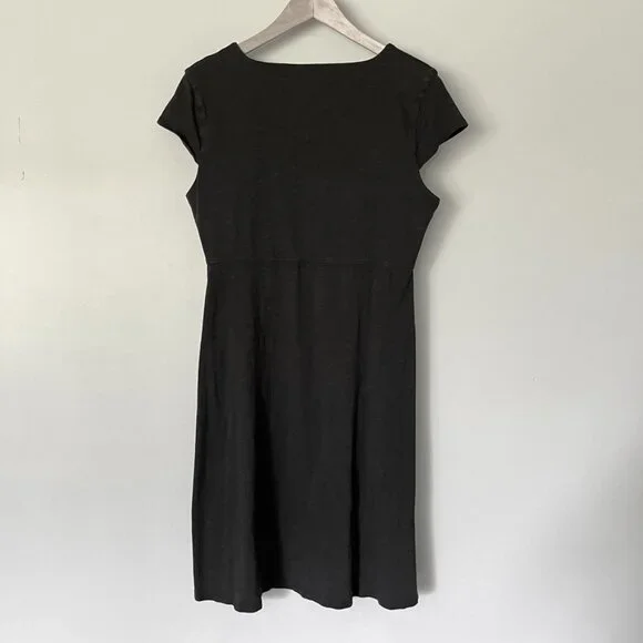 Toad & Co Dress Size Large Rosemarie Cap Sleeve Knee Length Black Organic Cotton - Picture 6 of 10